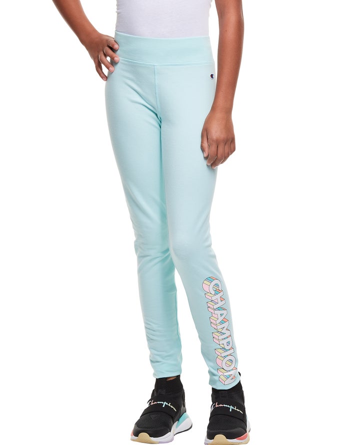 Champion Legging Meisjes - LichtBlauw - Drop Shadow Logo ( 743906-IRZ )